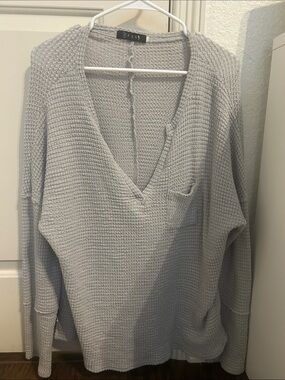 EFAN Grey Waffle Knit Top